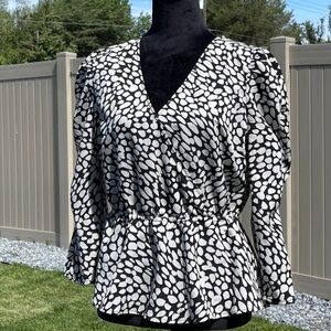 Who What Wear Black & White Blouse